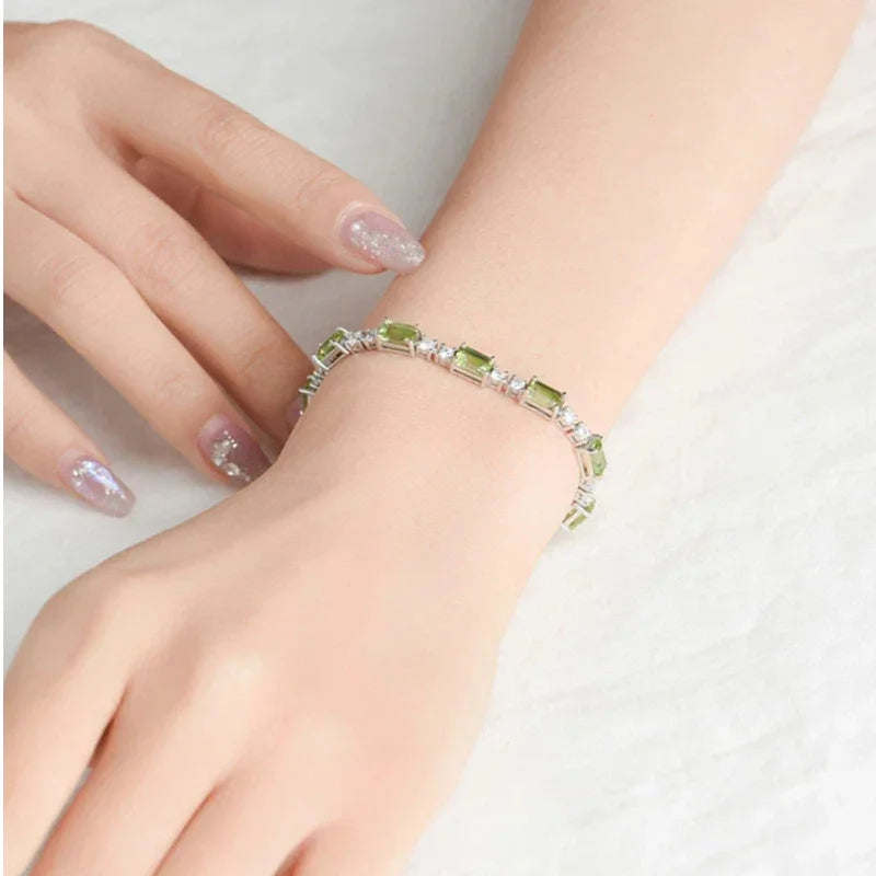 Natural Peridot Adjustable Bracelet Women's Style - OOAKB