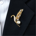 Autumn Wheat Ear Shell Pearl Brooch S925 Silver