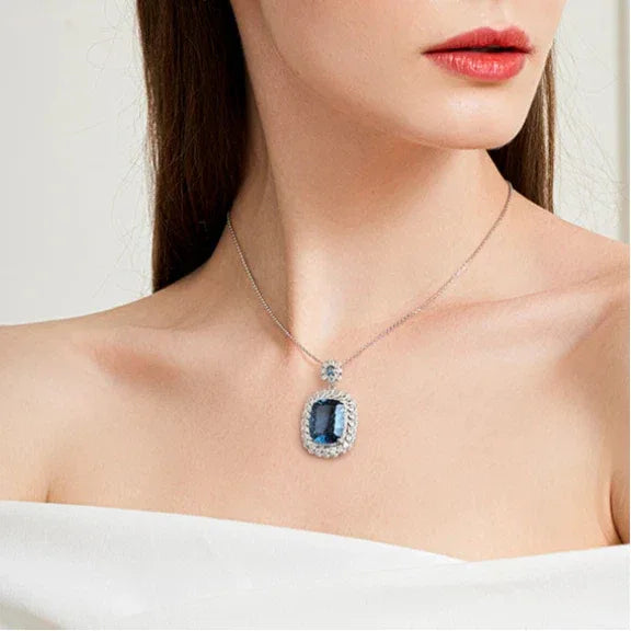 London Blue Natural Topaz Light Luxury Necklace - OOAKB