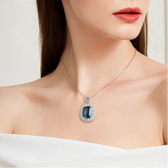 London Blue Natural Topaz Light Luxury Necklace