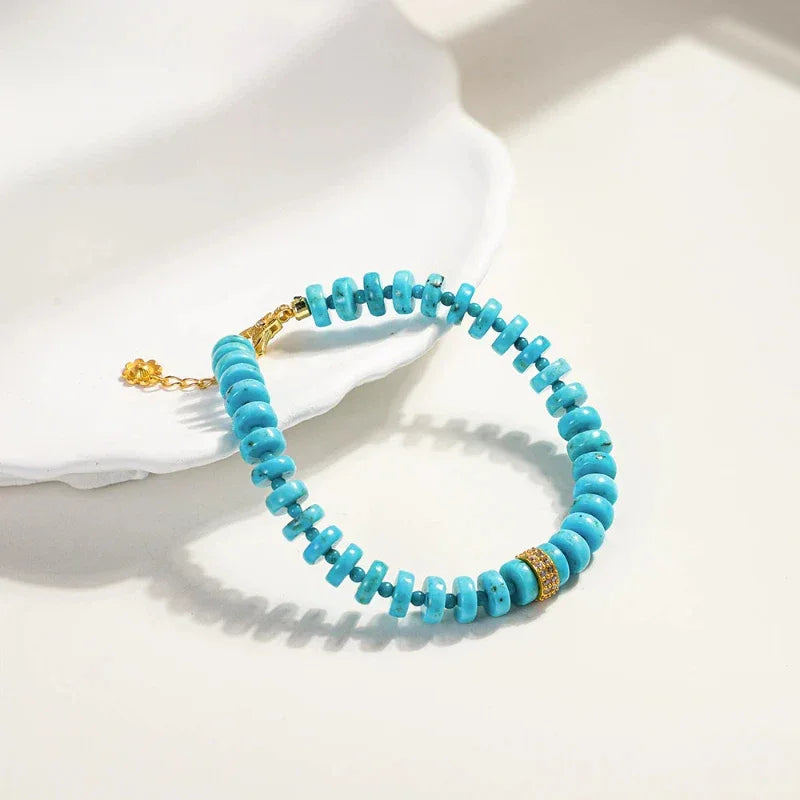 Natural Turquoise Straight-Cut Luxury Bracelet - OOAKB