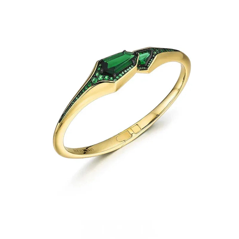 Emerald Adjustable Bracelet Women's Style S925 Silver - OOAKB
