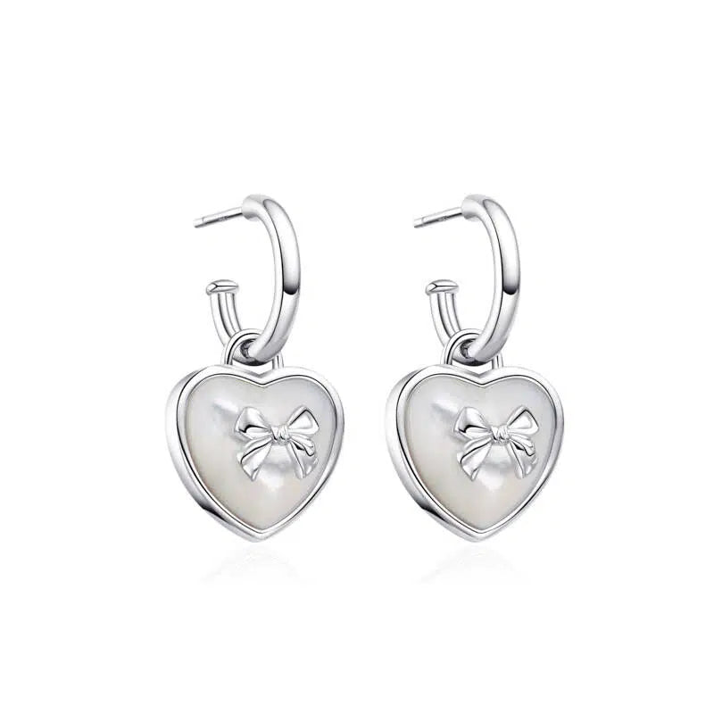 Mother of Pearl Heart-Shaped Pearl Earrings