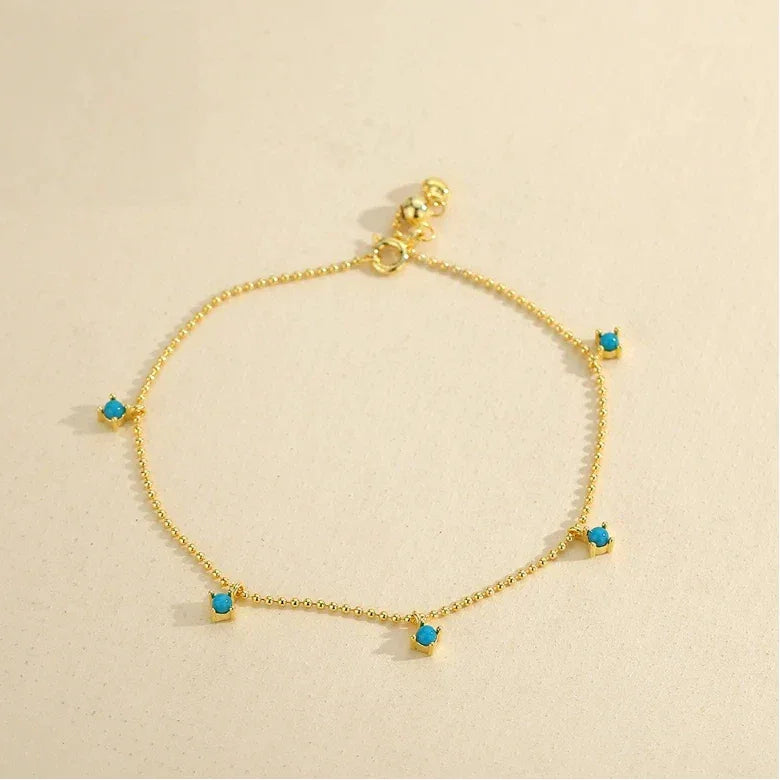 Turquoise Round Bead Starry Sky Bracelet - OOAKB