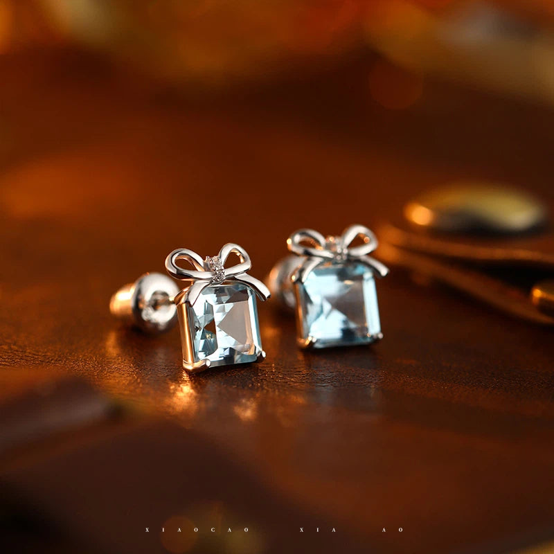 Topaz S925 Silver Bowknot Earrings