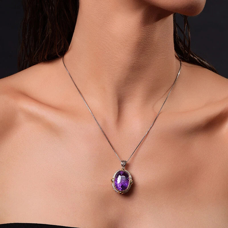 Gypsy Ball Series Natural Amethyst Collar Necklace