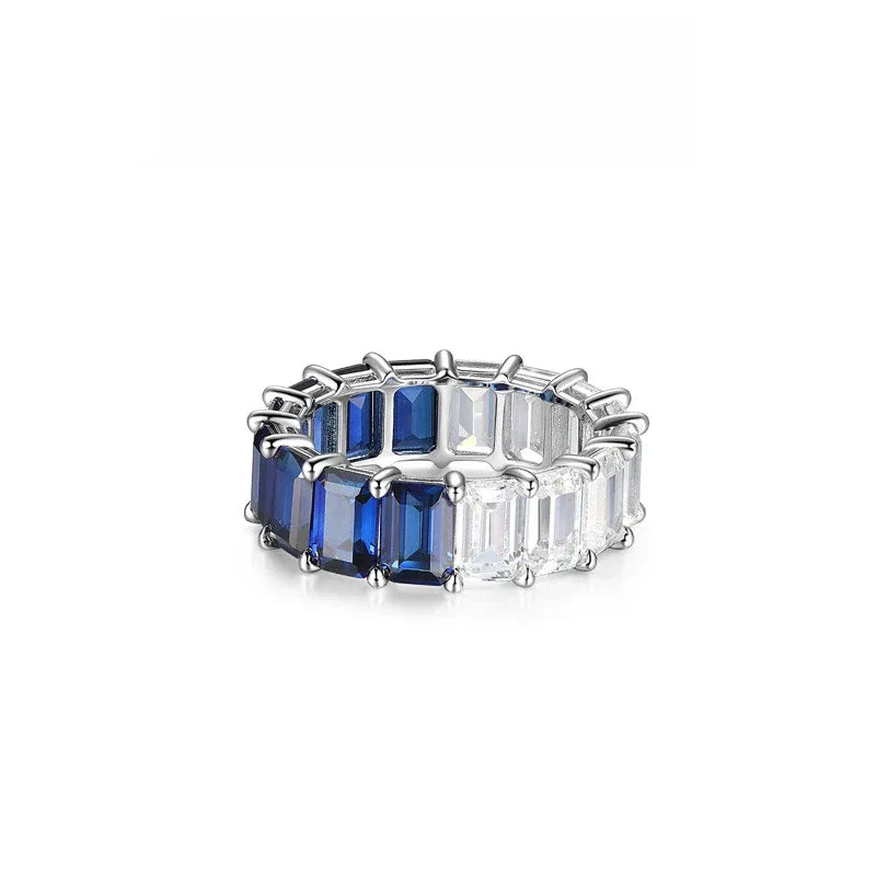 Sapphire S925 Silver Square Eternity Ring - OOAKB