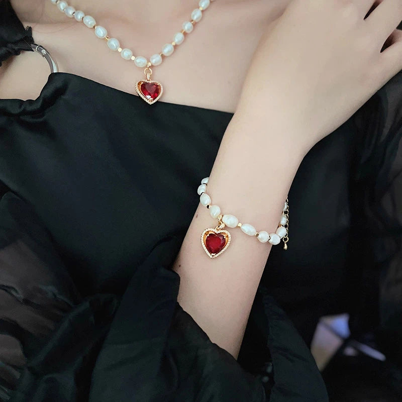 French Retro Heart-Shaped Pearl Necklace