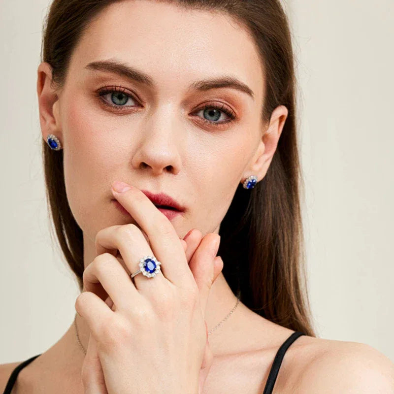 Sapphire Four-Prong Ring S925 Silver Women's Style - OOAKB