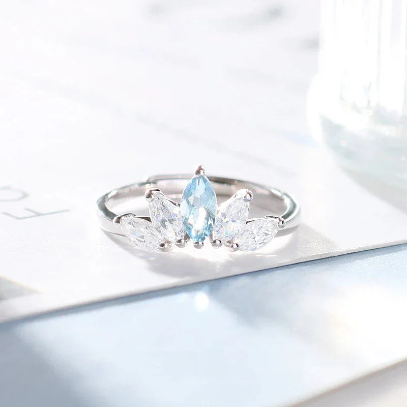 Natural Aquamarine Open Adjustable Ring - OOAKB