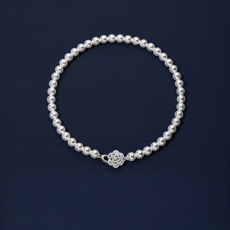 Camellia Pearl Necklace Women's Style