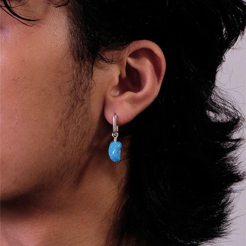 Silver Natural Irregular Turquoise Earrings - OOAKB