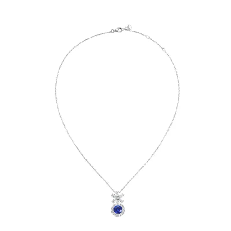 Sapphire S925 Silver Rhodium-Plated Daisy Full-Zircon Collarbone Chain - OOAKB