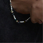 Colorful Natural Stone Bead & Baroque Pearl Necklace
