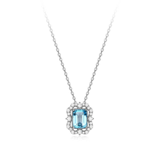 Topaz S925 Rhodium Plated Square Candy Necklace
