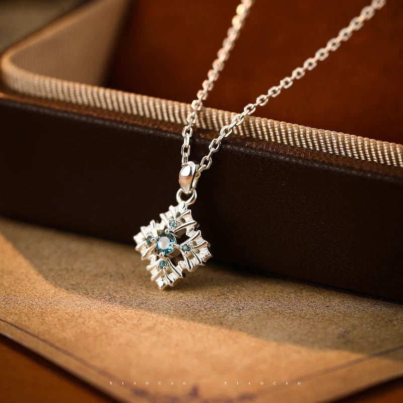 Topaz S925 Silver Snowflake Necklace