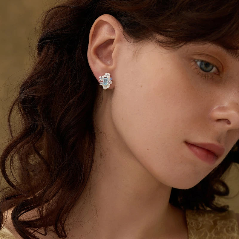 Topaz S925 Silver Detachable Flower Earrings