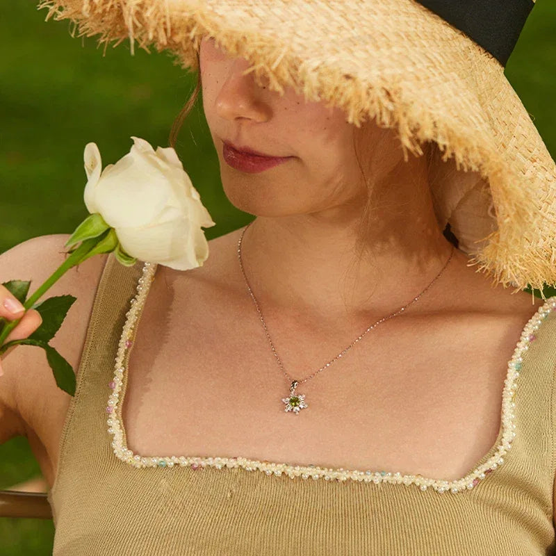 Natural Peridot Snowflake Collar Necklace - OOAKB