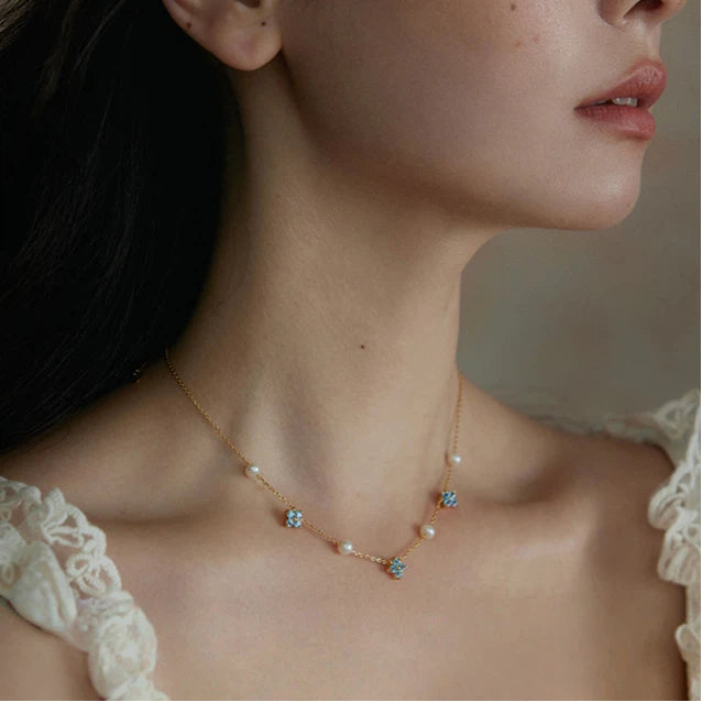 Topaz S925 Silver Pearl Adjustable Necklace