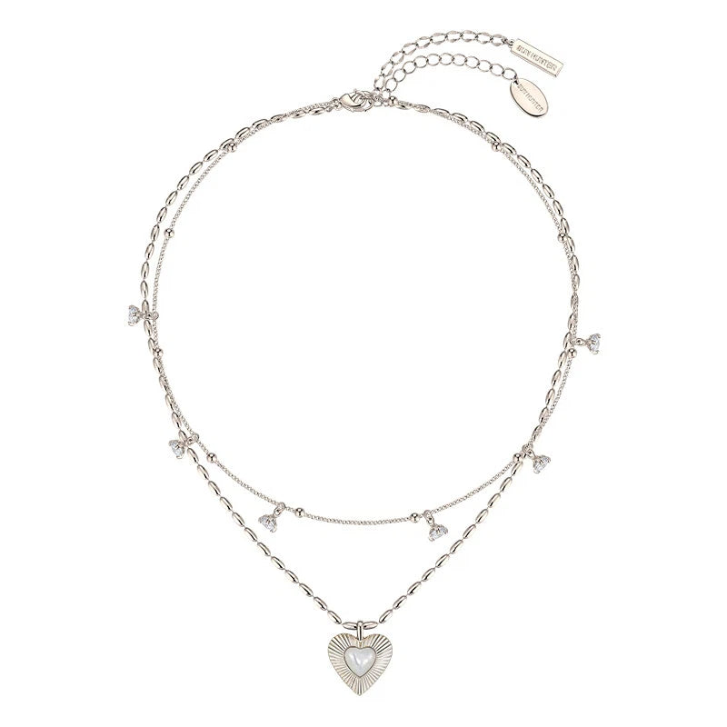 Maillard Heart-Shaped Pearl Double-Layer Necklace