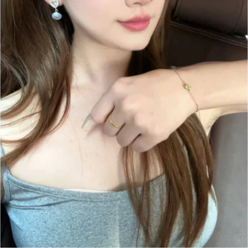 Natural Peridot Six-Claw Engravable Luxury Silver Bracelet - OOAKB