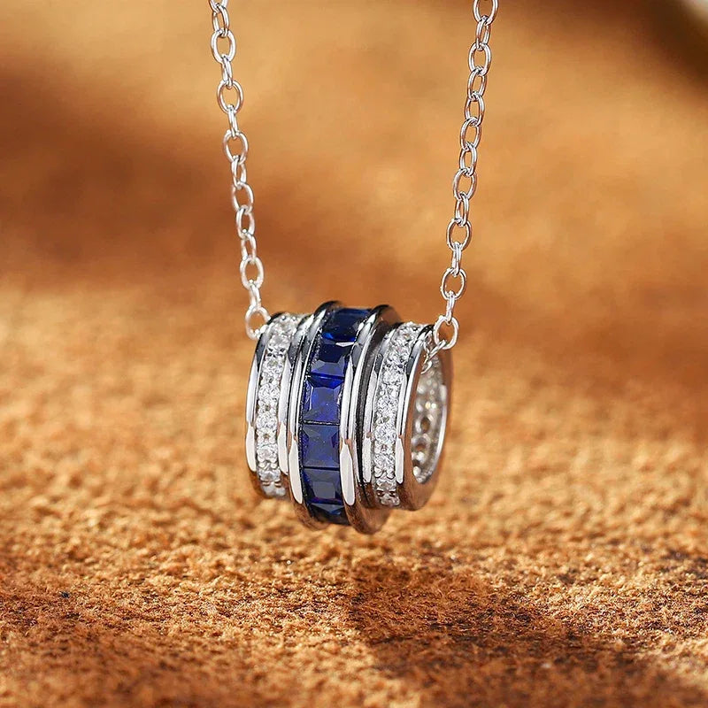 Sapphire S925 Silver Fortune Bead Necklace - OOAKB