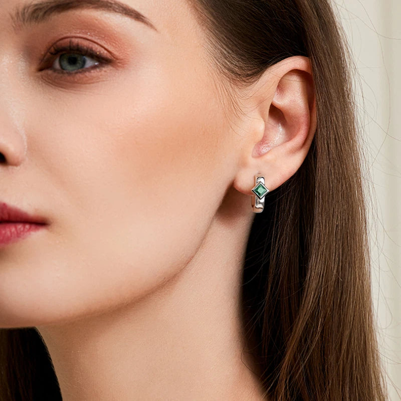 Emerald Rhombus Ear Cuffs S925 Silver