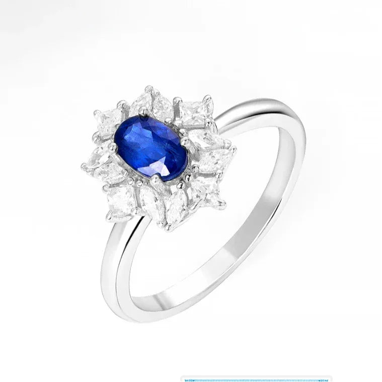 Sapphire S925 Silver Snowflake Shape Ring - OOAKB