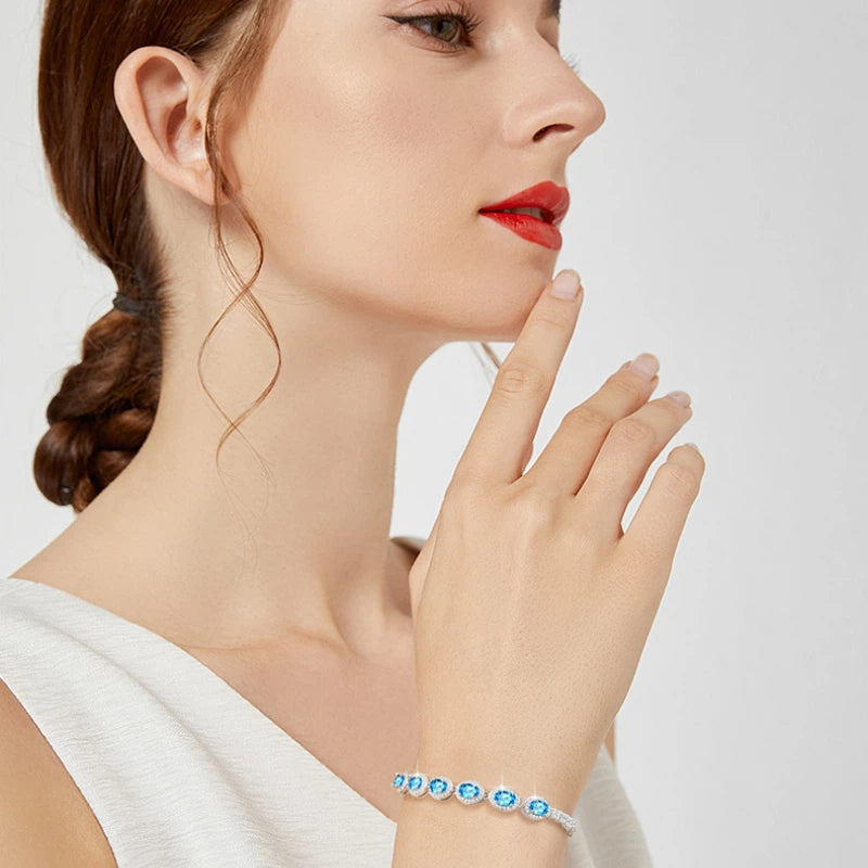 Topaz S925 Silver Elliptical Bracelet