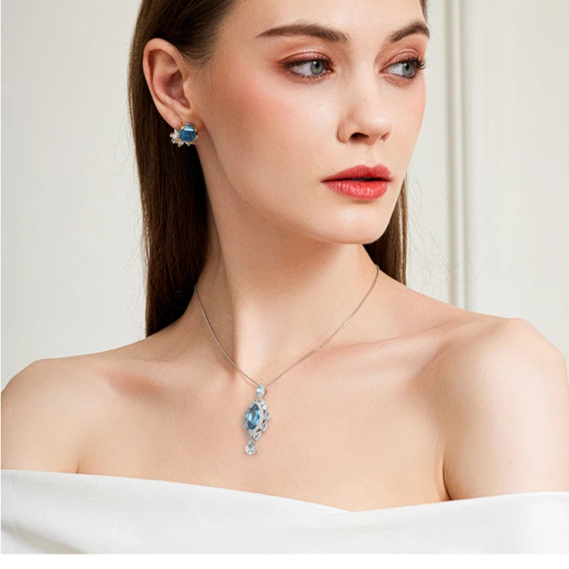London Blue Topaz Necklace Women's Style S925 Silver