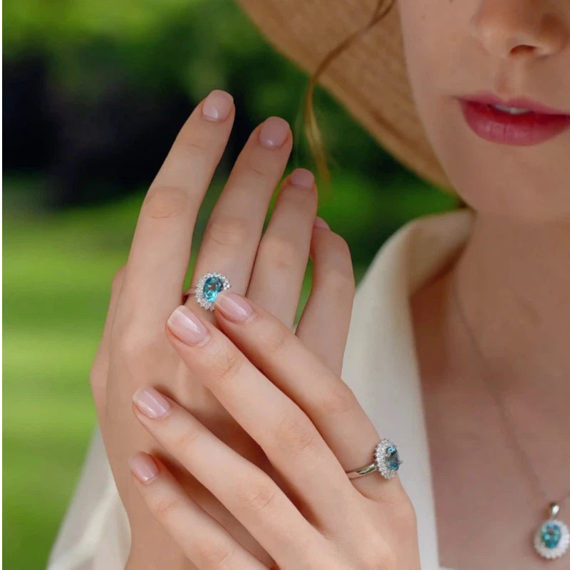 Topaz S925 Silver Gold-Plated Open Ring