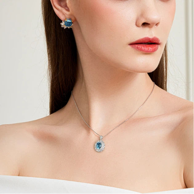 Topaz Collar Necklace Women's Style S925 Silver