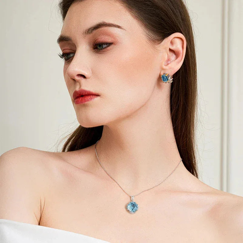 Rose-Cut Natural Topaz Necklace S925 Silver Women's Style - OOAKB