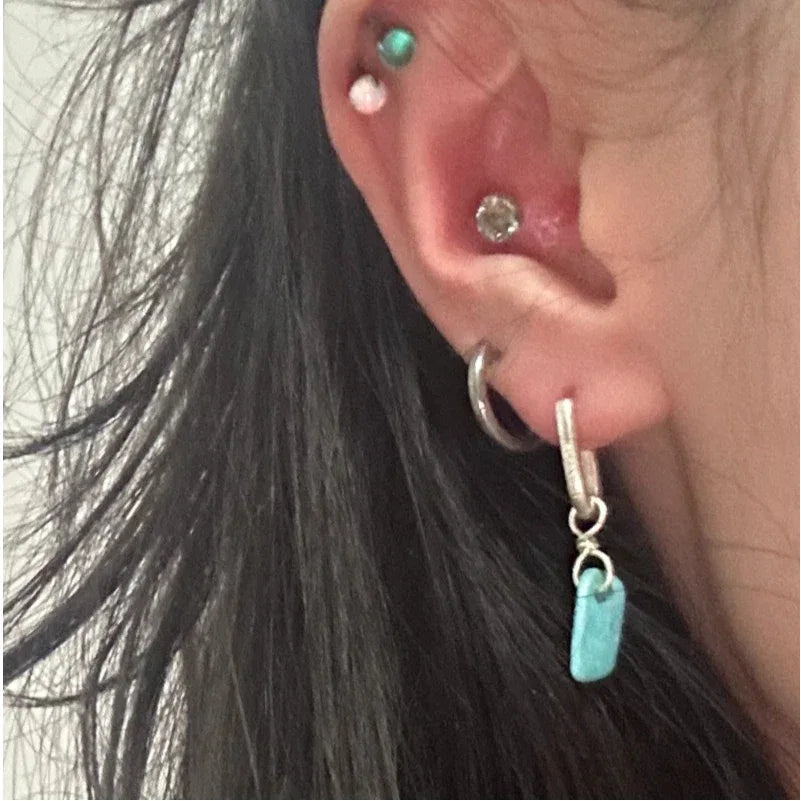 Silver Turquoise Ear Cuffs Unisex - OOAKB