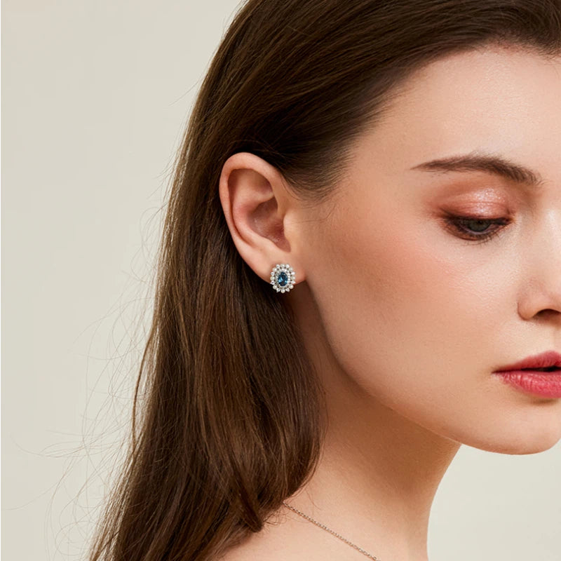 Topaz Millet Bead Stud Earrings S925 Silver Women's Style