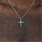 Blue Opal Cross Necklace Unisex