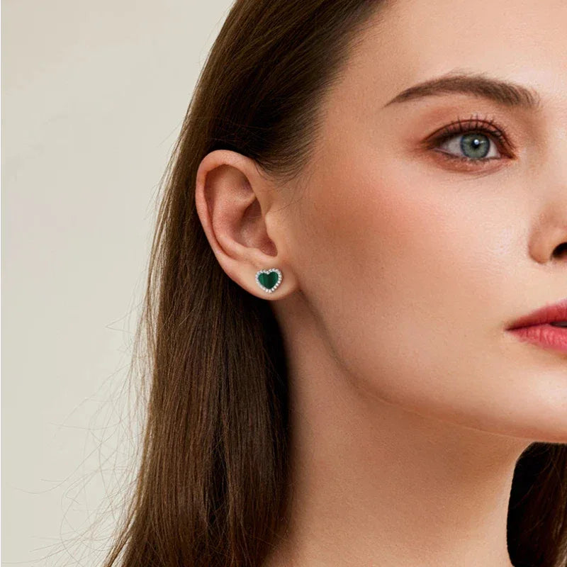 Malachite Heart-shaped Earrings - OOAKB