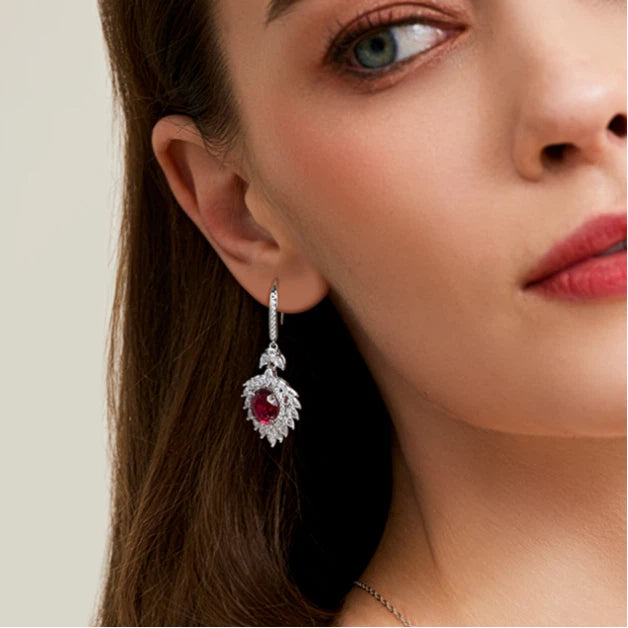 Pigeon-Blood Ruby Pigeon Egg Earrings