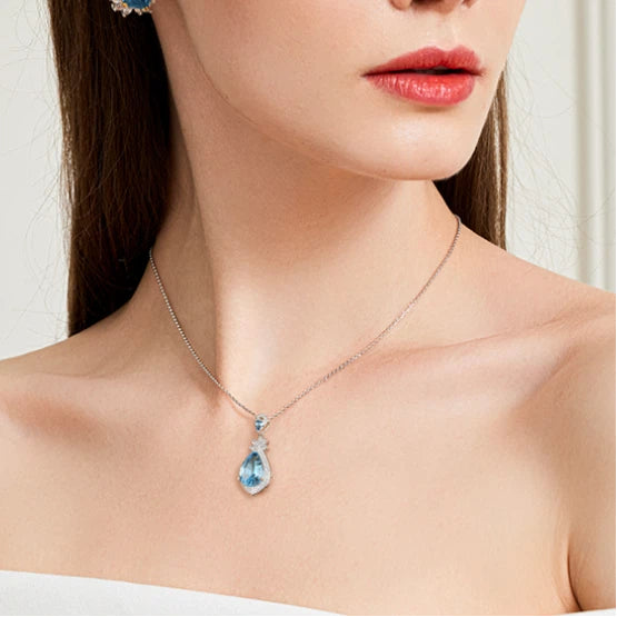 Natural Topaz Collar Chain S925 Silver Women's