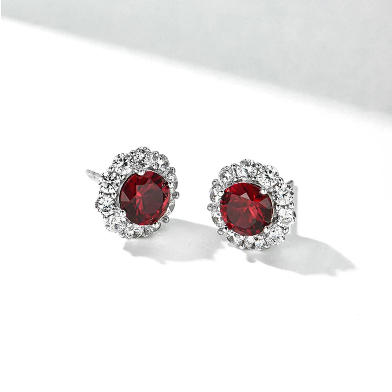 Ruby Earrings S925 Silver Women's Style