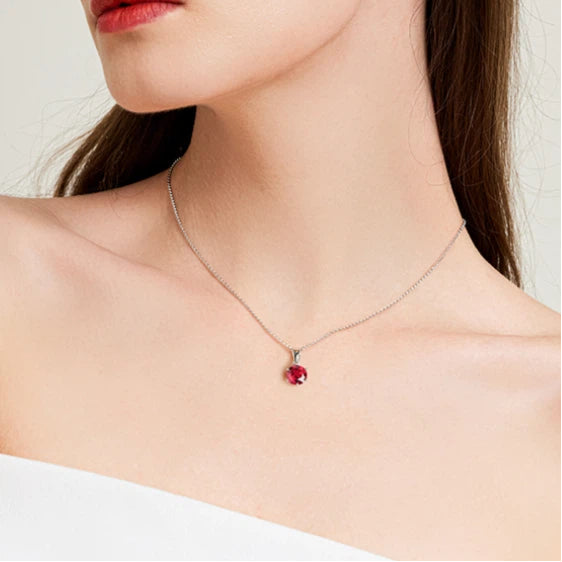 Six-Claw Pigeon Blood Ruby Necklace Women's Style S925 Silver