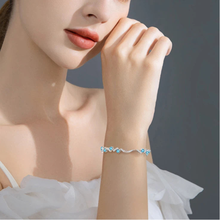 London Blue Topaz S925 Silver Geometric Bracelet