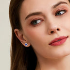 Brilliant Series Sapphire Sunflower Four-Claw Earrings S925 Silver