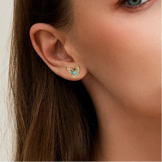 Turquoise Flexible Butterfly Earrings - OOAKB