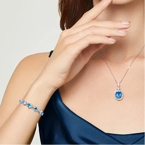 Topaz S925 Silver Heart Box Chain Bracelet