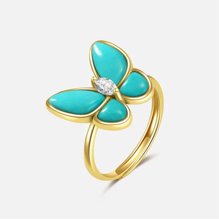 Natural Turquoise Butterfly Ring - OOAKB