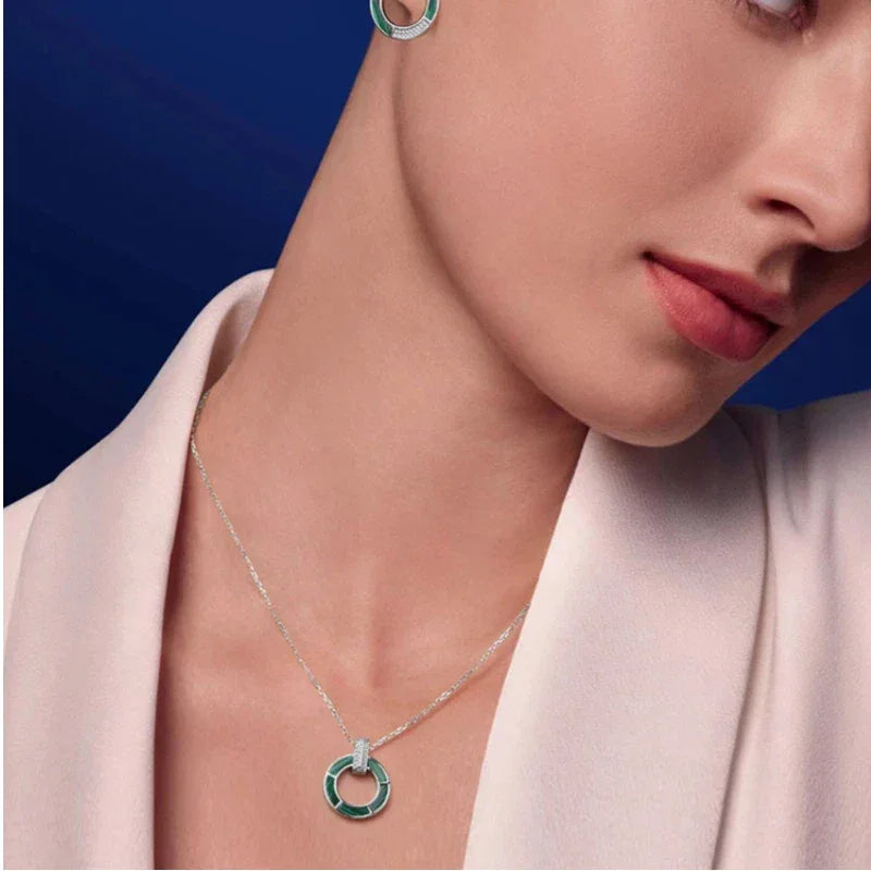 Malachite Round Coin Collar Chain Women's Style - OOAKB