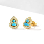 Blessing Gourd Turquoise Earrings S925 Silver