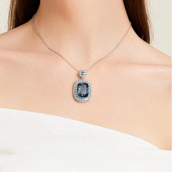 London Blue Natural Topaz Light Luxury Necklace - OOAKB