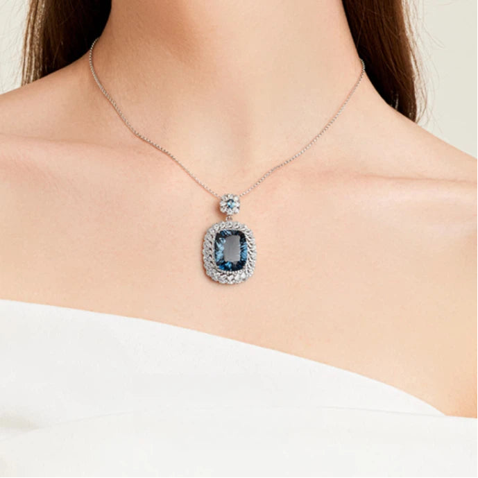 London Blue Natural Topaz Light Luxury Necklace